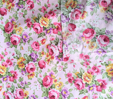 Pink 100 % Cotton Rose Floral Fabric, Floral Print Fabric, Roses Flower Fabric